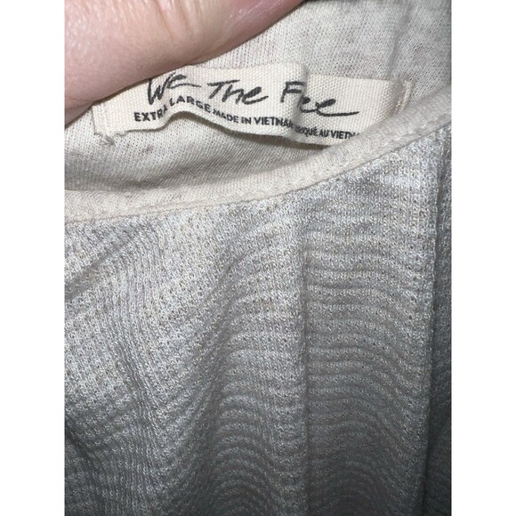 We The Free Bondi Top Womens XL Thermal Cropped Oatmeal Waffle Knit Crop Boho - Picture 2 of 8